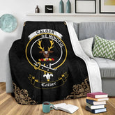 Clan Calder Crest Tartan Premium Blanket Black PE27 Clan Calder Tartan Today